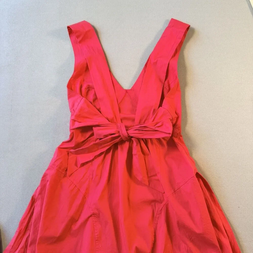 NWT FREE PEOPLE Eye Catching Mini Dress RED Back Bow XS